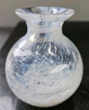 Caithness Scotland Small Art Glass Bud Vase White / Clear Home Decorative
