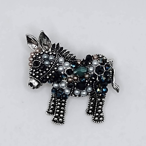 Donkey pearl rhinestone silver - donkey,
