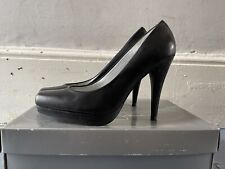 JESSICA SIMPSON WOMENS BLACK LEATHER STILLETTO HIGH HEEL PLATFORM SHOES 6.5 39.5
