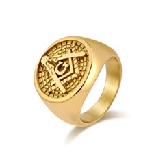 Men Masonic Signet Ring