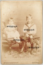 CABINET CARD MALVERN EDWARD & DORA HOGBEN NAMED BY MAY ANTIQUE PHOTO TOY HORSE