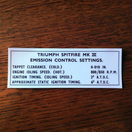Triumph spitfire mk3 emission - mk3,