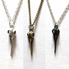 Mini bird skull pendant necklace, choice of colours and length