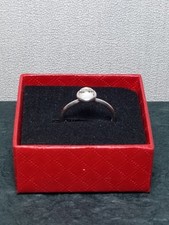 RETIRED PANDORA S925 ALE Silver Ring w/ Clear Faceted CZ Stone, Size 54, UK N1/2