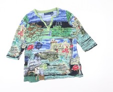 Artscapes Womens Multicoloured Tunic Blouse Size S 3/4 Sleeve V-Neck