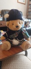 Harrods Of Knightsbridge Teddy Bear In Tartan Uniform And Bearskin Hat.