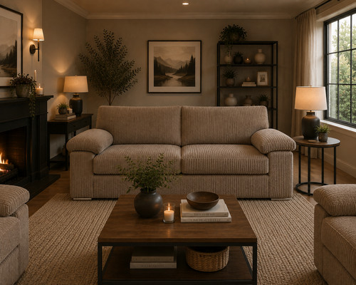 Coffee brown fabric seater - fabric, 3