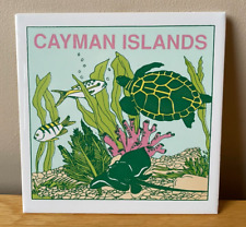 Vintage Cayman Islands Ceramic Tile Wall Hanging/Trivet Turtle Stingray Fish
