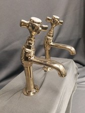 PEGLER GOLD PLATED BRASS PILLAR TAPS, RECLAIMED & FULLY REFURBISHED READY TO FIT
