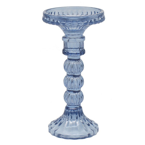 Blue glass candle holders - blue,
