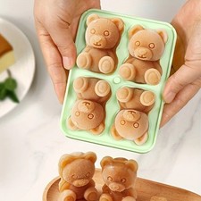 3D Teddy Bear Silicone Ice Cube Mold Tray,Food Grade Bear Shape Ice Cream Molds