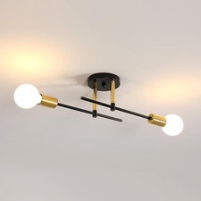 Riserva Chandelier Industrial E27 Semi-Flush Mount Ceiling Lamp Black Modern