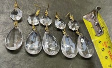 5 Vintage Large Crystal Glass Chandelier Tears Drop D