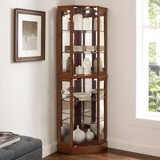 Wooden Lighted Curio Corner