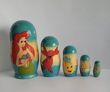 Disney's Aerial Wooden Russian Nesting Dolls Hand Painted Set of 5