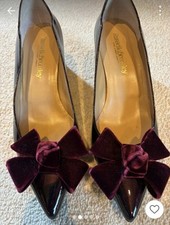 Russell & Bromley Size 41 Plum Patent Mid Gold Heel Shoes