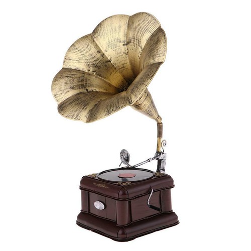 Old golden phonograph model - golden,