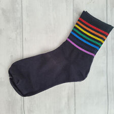 LGBTQ+ RAINBOW SOCKS - size 4-7, Black/White, thick/thin stripes - FREE POSTAGE