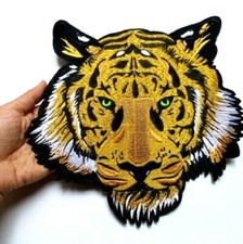 Large Tiger Patch (27 cm x 25 cm) Big Cat Embroidered Iron Sew On Applique Lion 