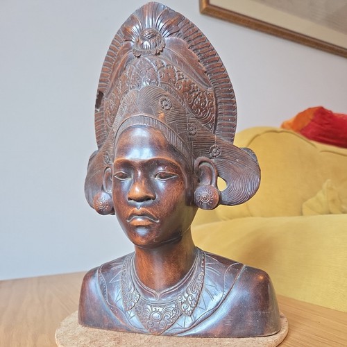Vintage bali wood bust - vintage,