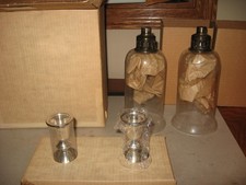 Pair Poole Weighted Sterling Silver #2996 Hurricane Lamps Unused Mint In Box