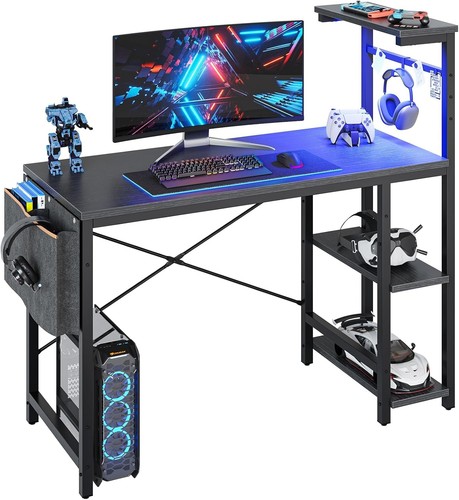 Computer desk with shelves - desk,