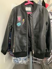 Zara Girls Faux Leather Bomber Jacket for 7-8 Years