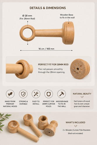 Set wooden curtain pole - 2,