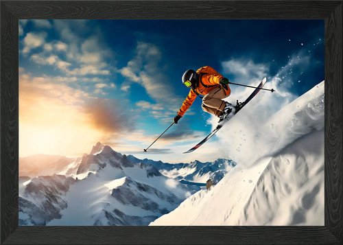 Ski vintage skiing framed - ski,