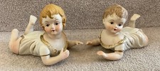 Two Antique Vintage Bisque Piano Babies Porcelain Dolls
