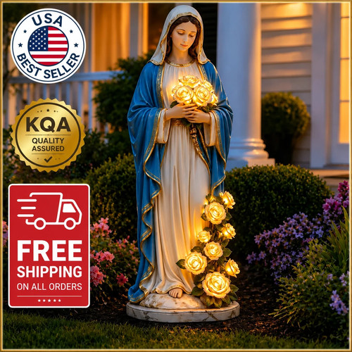 Virgin mary garden light - garden, light,