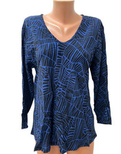 The MASAI Clothing Size XL / XXL Blouse Top Tunic Black Blue 3/4 Sleeve