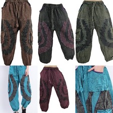 Unisex Baggy Festival Joggers Cotton High Waist Pockets Lounge Trouser S M L