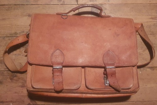 Vintage leather satchel large - leather,