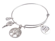 1PCS Expandable Wire Bangle Wisdom Word Charm Bracelet