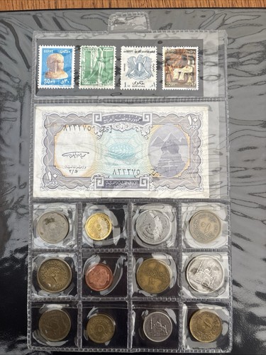 Collection egyptian coin - coin, note
