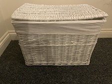 Large white wicker storage