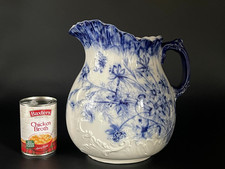 Large Antique Till & Sons Blue and White Wash Jug 'Chantilly' Design, ENGLAND