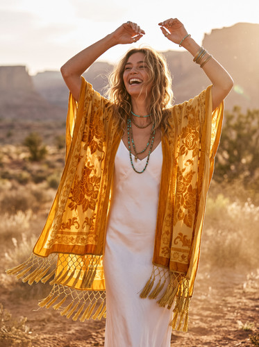 Vintage inspired yellow - , boho