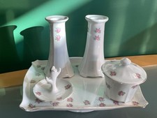 Victorian Style Dressing Table Vanity Set Trinket Box Candlesticks Ring Tree