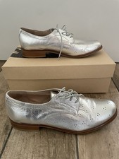 Hobbs NW3 Millie Derby Shoes EUR 38 UK 5 US 7.5-8 Metallic Silver Leather