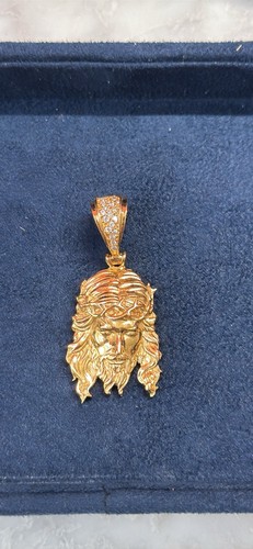 18k gold jesus head pendant - 18k,