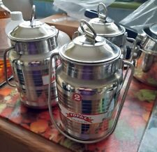 0.5L-2L Stainless Steel Milk Churn Can Jug Canister with Carry Handle and Lid