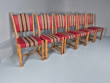 6 Vintage Kjaernulf Style Dining Chairs Oak Red Wool 1970s Retro EB9535 MDIN