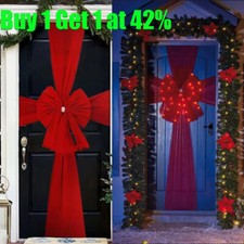 Large Christmas Door Bow LED