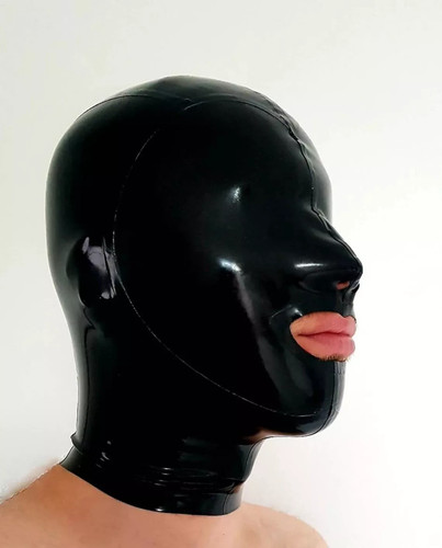Men black latex hood rubber - men,