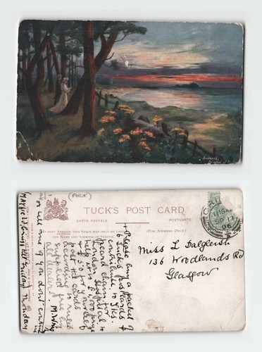Vintage postcard sunset island - postcard,