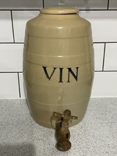 LARGE MOIRA POTTERY CO LTD STONEWARE WINE BARREL "VIN" WITH WOODEN TAP & LID