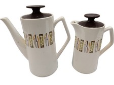 Vintage Beswick Ceramic Tea Coffee Pot Set with Geometric Pattern Two Pieces