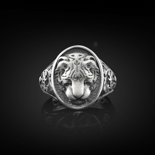 Asian bengal tiger oval - tiger, signet